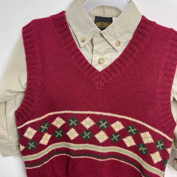 Okie Dokie Boys 2 pc Set Sweater Vest & Button Down Shirt Size 3T Holiday Outfit - Picture 2 of 6